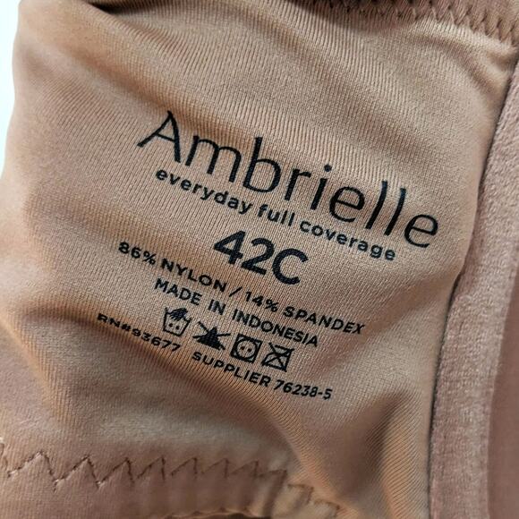 Ambrielle Womens 42C Bra Everyday Full Coverage Brown Plus Size - Picture 5 of 5